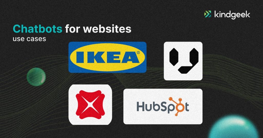 The picture shows use cases of chatbots for websites